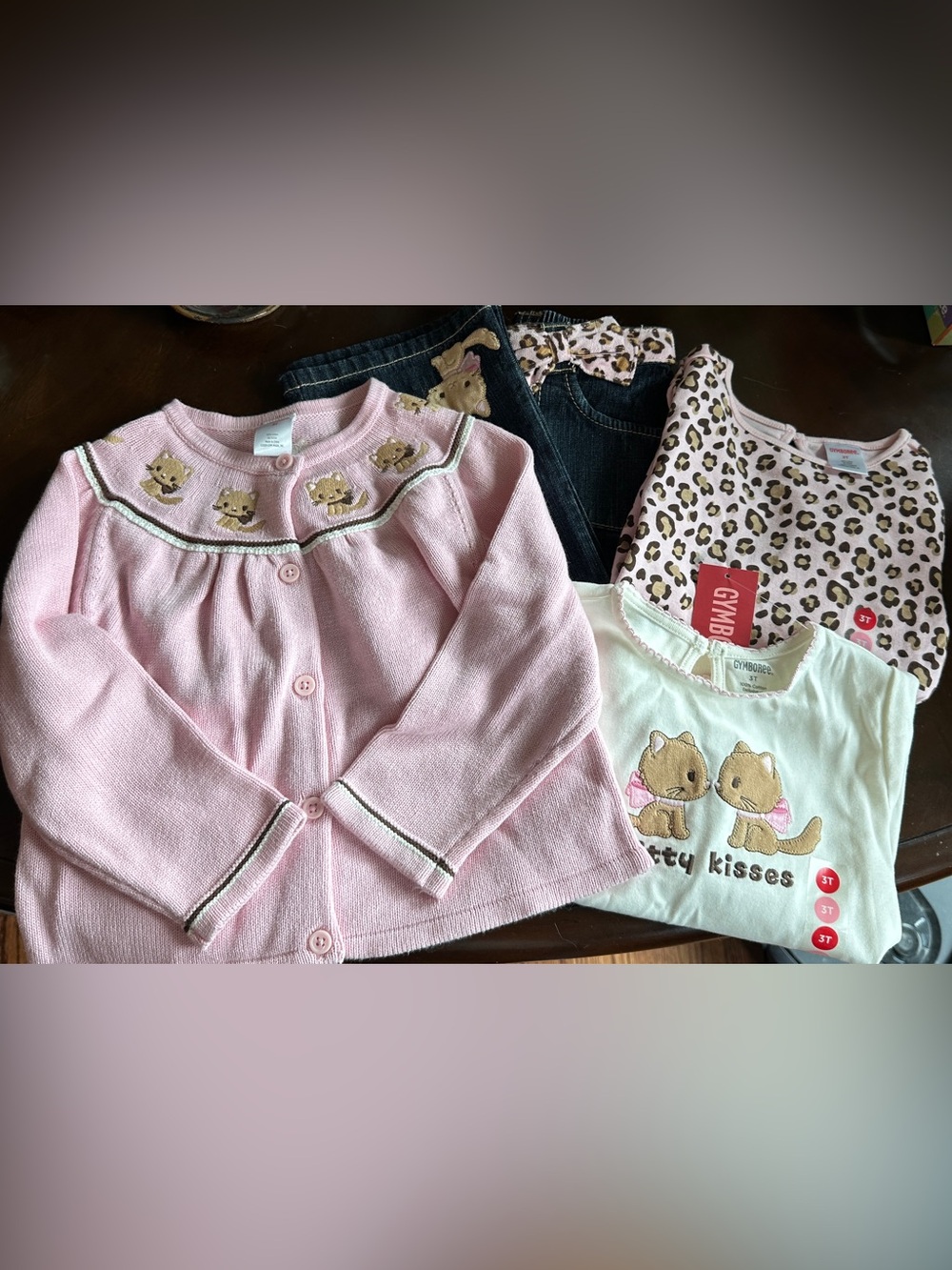 NWT Gymboree Kitty Glamour Outfit‎ Set, Sz 3T, Jeans Sweater Shirts